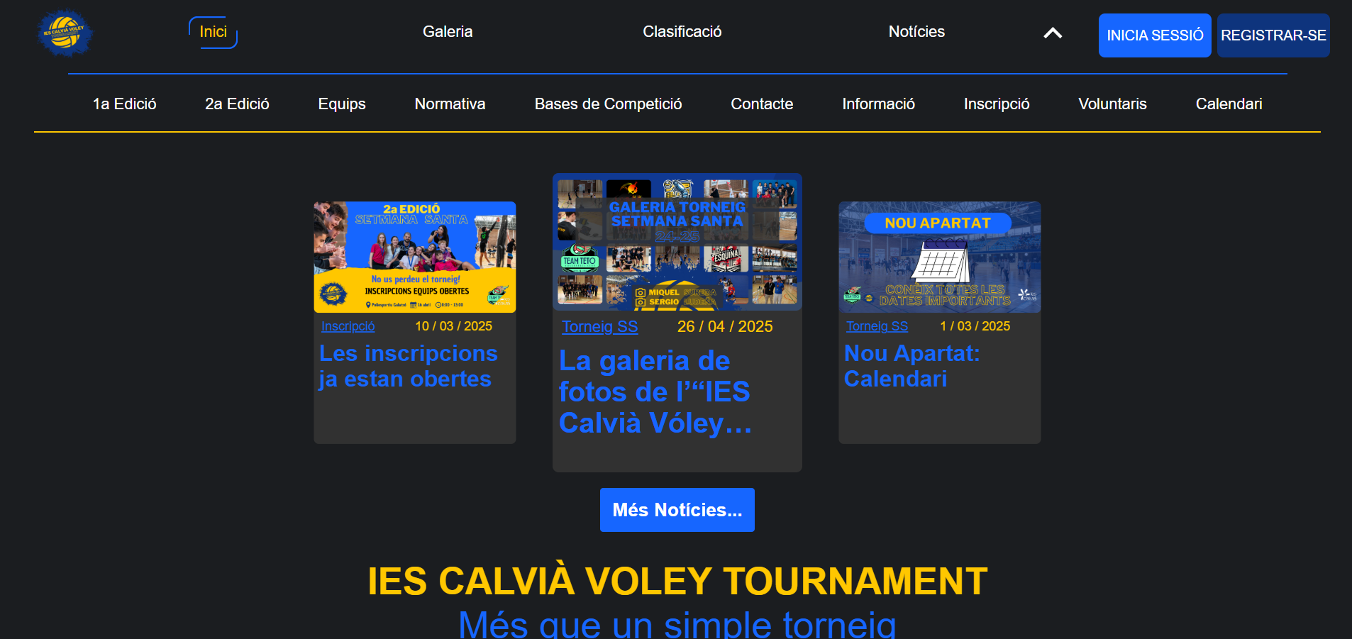 Portada de la web IES Calvià Voley Tournament